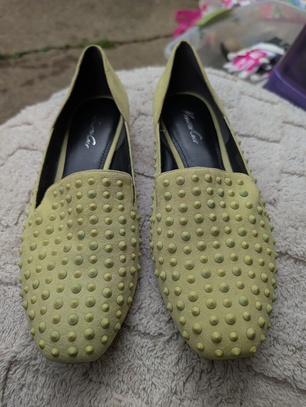 Kenneth Cole Studded Slip-On Flats in Lime Green Size 8.5